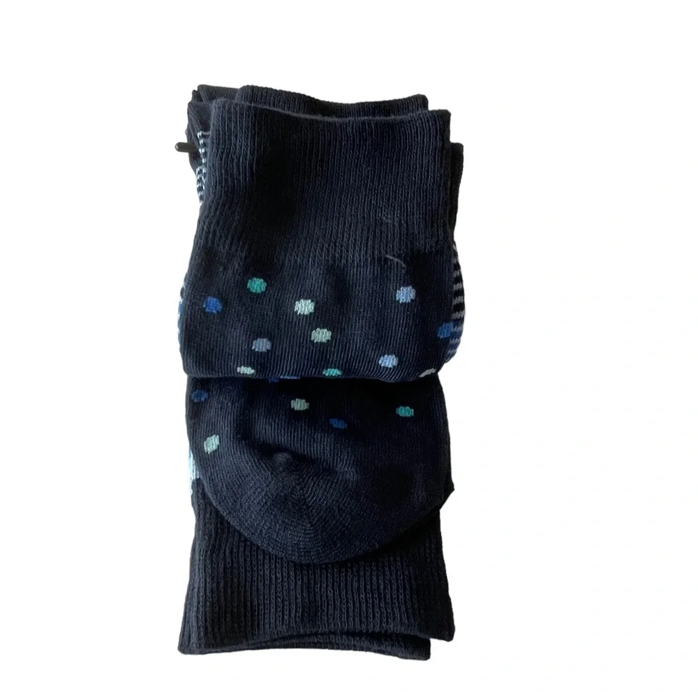 Men's ADOLFO Couture Dress Socks Blue Dots and Stripes 3-Pair Pack Size 10-13